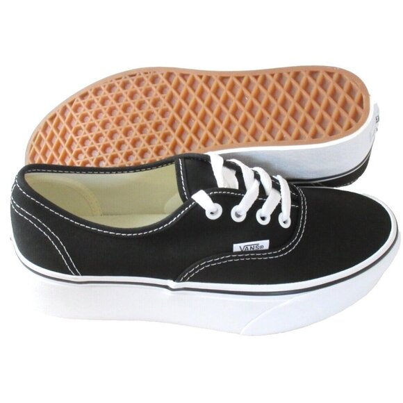 Vans Women's Authentic Stacked Canvas Black True White Platform Shoes Size 11.5 - Picture 2 of 5